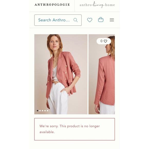 Bishop + Young Thea Camille Double Breasted Blazer Salmon Coral Moonstone Med - Picture 7 of 7